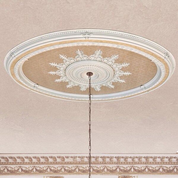 Oval Chandelier Ceiling Medallion Ornate Plastic Sculptural Decorative